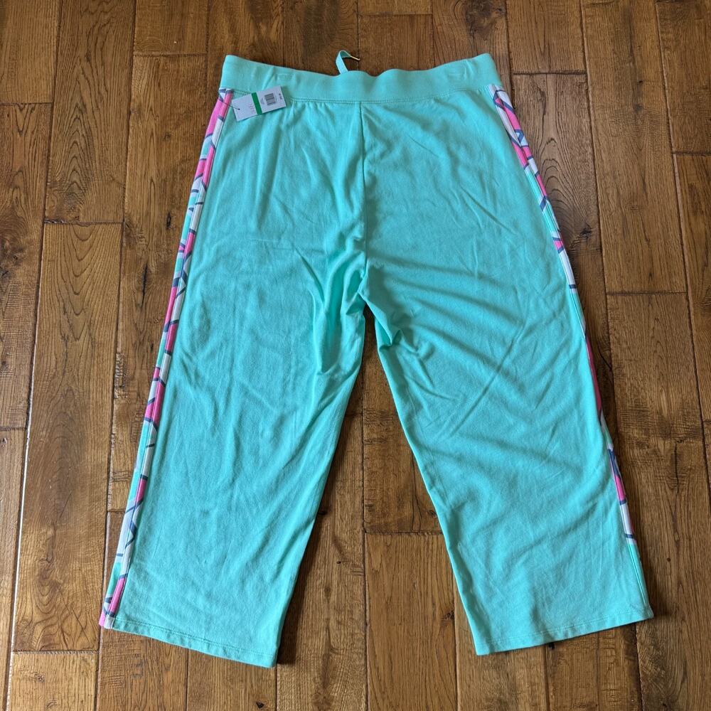 Crown & Ivy Beach Half Zip Shirt XL & Capri L Mint Pink Umbrella Active Wear Set - Picture 7 of 13
